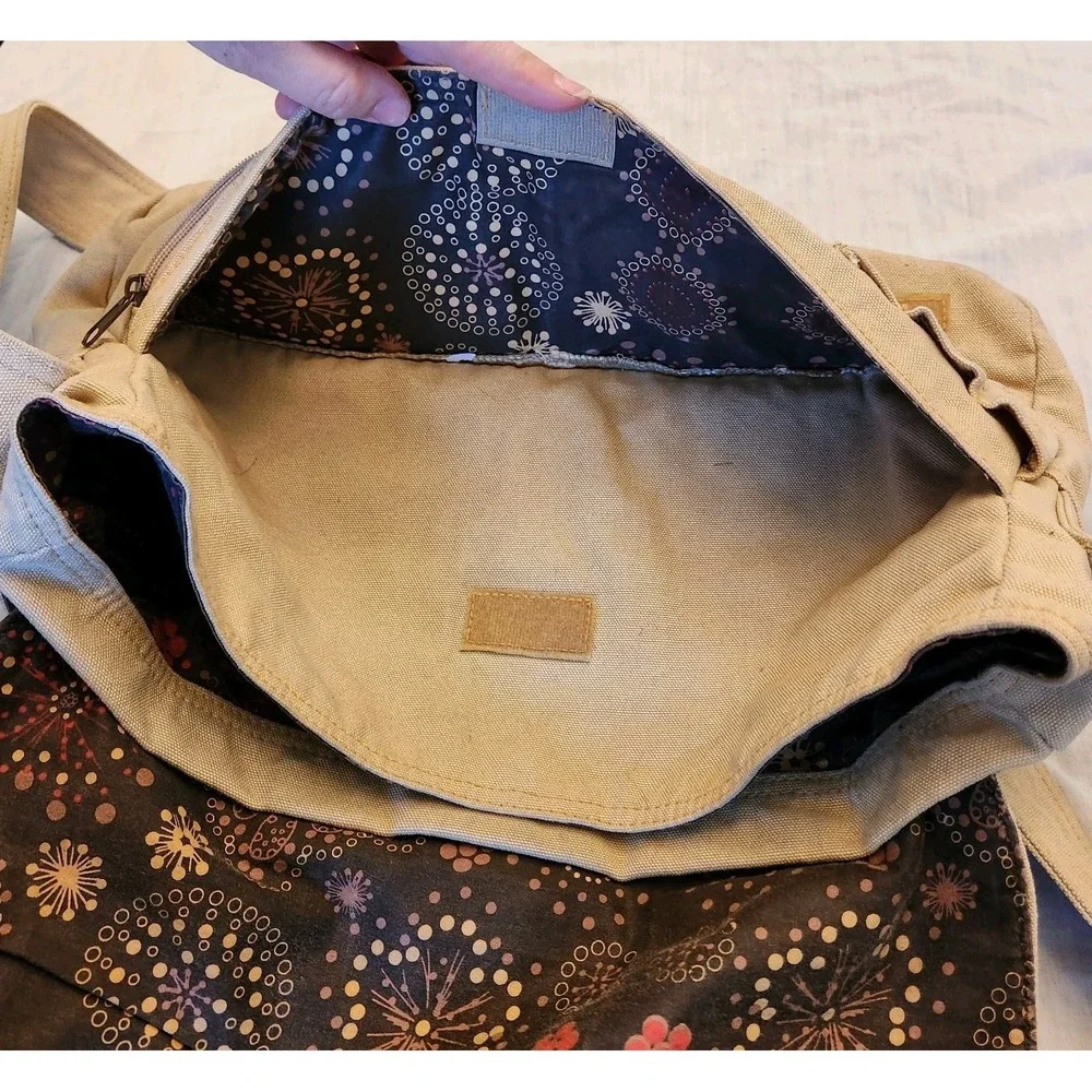 Vtg Y2K LEVI STRAUSS Khaki Beige Canvas Corduroy Messenger Book Bag Satchel